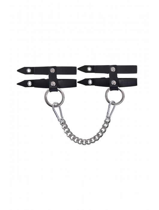 Черные однослойные кожаные оковы из двух ремешков - Pecado - купить с доставкой в Нижневартовске