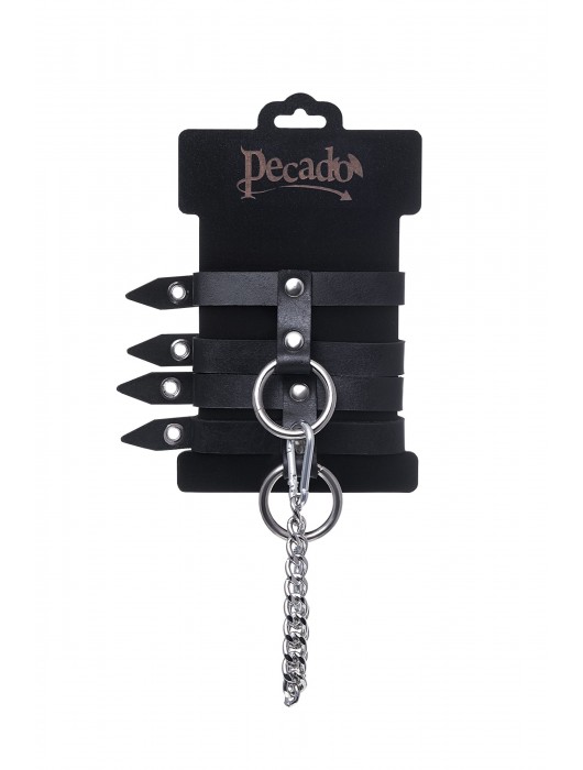 Черные однослойные кожаные оковы из двух ремешков - Pecado - купить с доставкой в Нижневартовске