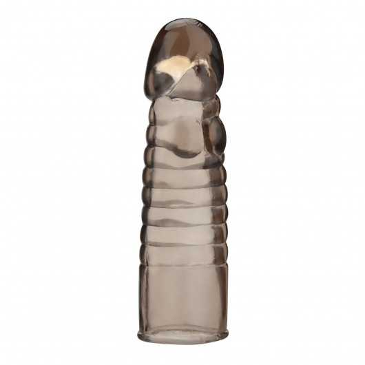 Дымчатая насадка-удлинитель Ribbed Realistic Penis Enhancing Sleeve Extension - 15,2 см. - BlueLine - в Нижневартовске купить с доставкой