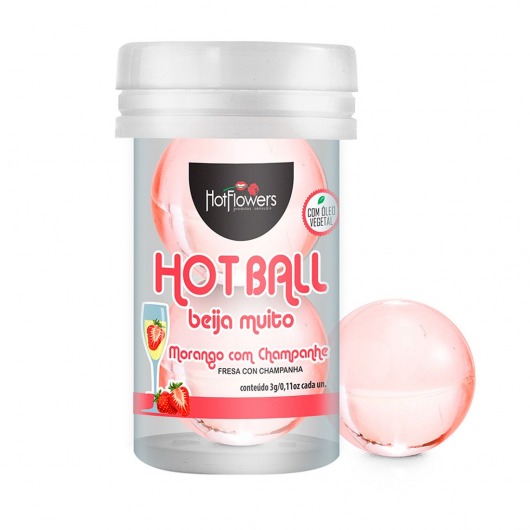 Лубрикант на масляной основе Hot Ball Beija Muito с ароматом клубники и шампанского (2 шарика по 3 гр.) - HotFlowers - купить с доставкой в Нижневартовске