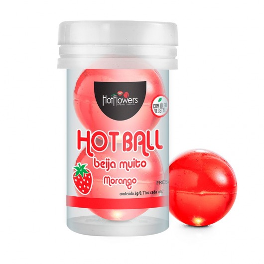 Лубрикант на масляной основе Hot Ball Beija Muito с ароматом клубники (2 шарика по 3 гр.) - HotFlowers - купить с доставкой в Нижневартовске