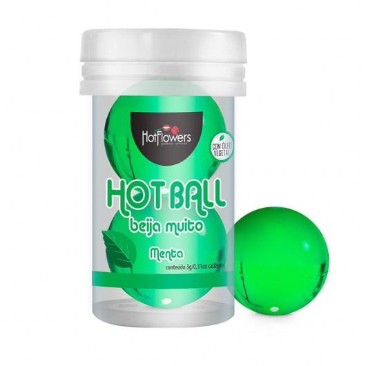 Лубрикант на масляной основе Hot Ball Beija Muito с ароматом мяты (2 шарика по 3 гр.) - HotFlowers - купить с доставкой в Нижневартовске