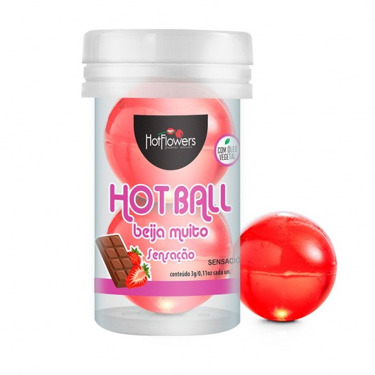 Лубрикант на масляной основе Hot Ball Beija Muito с ароматом шоколада и клубники (2 шарика по 3 гр.) - HotFlowers - купить с доставкой в Нижневартовске