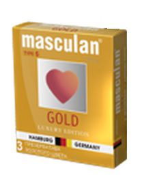 Презервативы Masculan Ultra Gold с золотым напылением и ароматом ванили - 3 шт. - Masculan - купить с доставкой в Нижневартовске