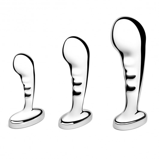 Набор из 3 стальных стимуляторов простаты Stainless Steel P-spot Training Set - b-Vibe - в Нижневартовске купить с доставкой