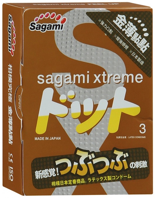 Презервативы Sagami Xtreme FEEL UP с точечной текстурой и линиями прилегания - 3 шт. - Sagami - купить с доставкой в Нижневартовске