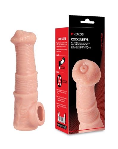 Телесная фантазийная насадка на член Cock Sleeve Size M - KOKOS - в Нижневартовске купить с доставкой