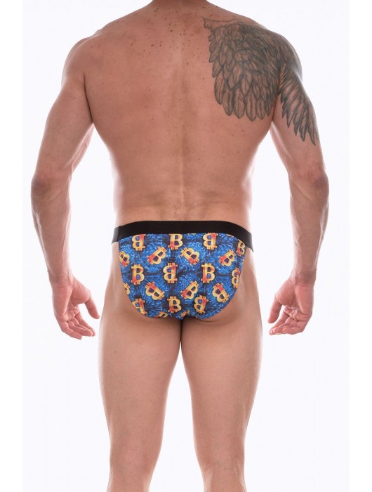 Синие мужские трусы-танга с разноцветным принтом - Don Moris купить с доставкой