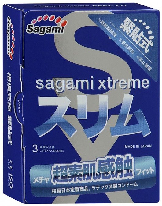 Розовые презервативы Sagami Xtreme FEEL FIT 3D - 3 шт. - Sagami - купить с доставкой в Нижневартовске