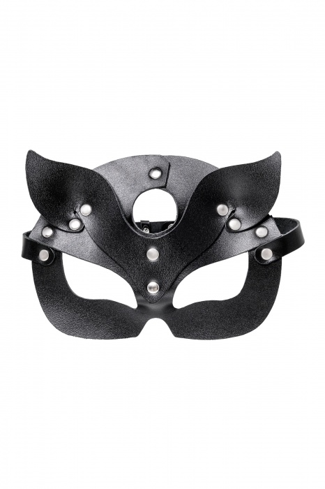 Черная кожаная рельефная маска кошки - Pecado - купить с доставкой в Нижневартовске