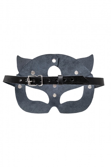 Черная кожаная рельефная маска кошки - Pecado - купить с доставкой в Нижневартовске