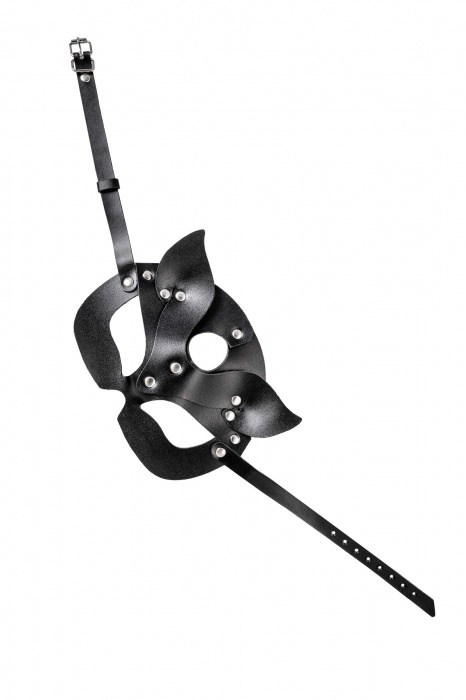 Черная кожаная рельефная маска кошки - Pecado - купить с доставкой в Нижневартовске