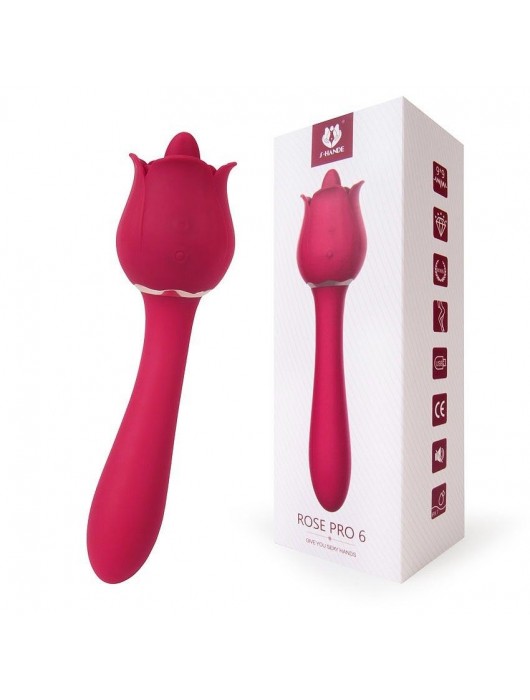 Розовый вибромассажер Rose Pro 6 - 21,4 см. - S-HANDE