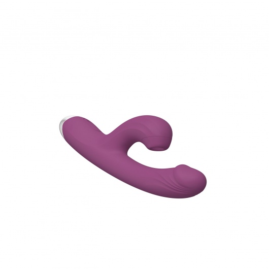Фиолетовый силиконовый вибратор-кролик с вакуумным клиторальным отростком - 20,5 см. - Secwell