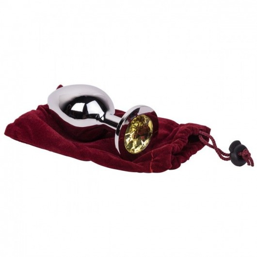 Большой стальной плаг с желтым кристаллом Sweet Lemon - 9,5 см. - Erotic Fantasy - купить с доставкой в Нижневартовске