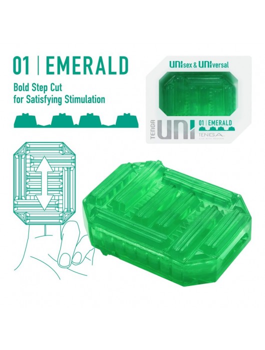 Зеленый мастурбатор-стимулятор Tenga Uni Emerald - Tenga - в Нижневартовске купить с доставкой