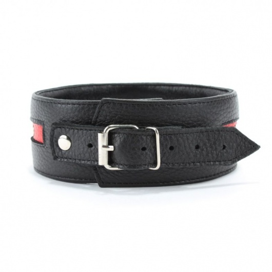 Черно-красный ошейник на пряжке - БДСМ Арсенал - купить с доставкой в Нижневартовске