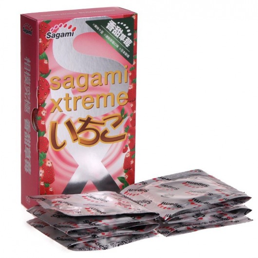 Презервативы Sagami Xtreme Strawberry c ароматом клубники - 10 шт. - Sagami - купить с доставкой в Нижневартовске