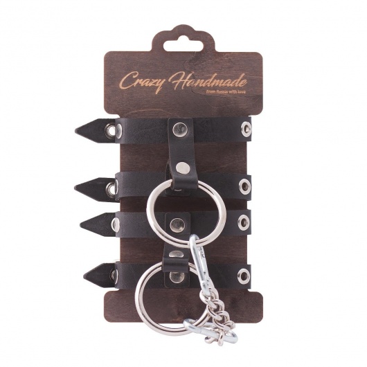 Черные однослойные наручники из натуральной кожи - Crazy Handmade - купить с доставкой в Нижневартовске