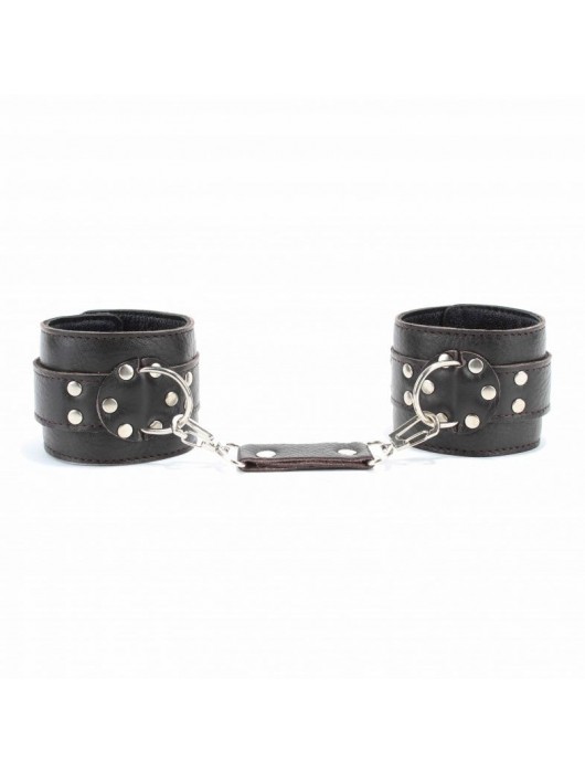 Коричневые оковы из мягкой кожи на металлической цепочке - БДСМ Арсенал - купить с доставкой в Нижневартовске
