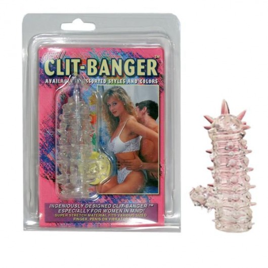 Прозрачная насадка с шипами и клиторальной шишечкой CLIT-BANGER SLEEVE IN CLEAR - Tonga - в Нижневартовске купить с доставкой