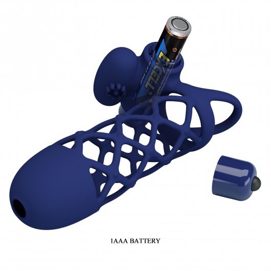 Синяя насадка на пенис Powerful Ring - 13,5 см. - Baile - в Нижневартовске купить с доставкой