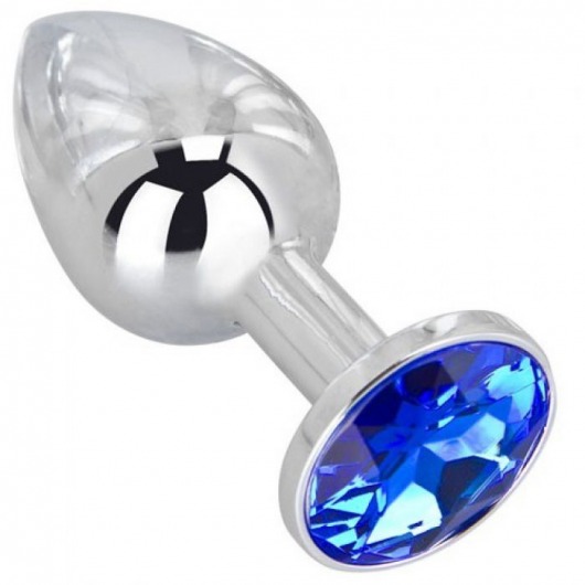 Анальное украшение BUTT PLUG  Small с синим кристаллом - 7 см. - Anal Jewelry Plug - купить с доставкой в Нижневартовске