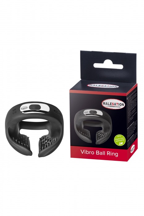 Черное эрекционное виброкольцо для пениса и мошонки Vibro Ball Ring - MALESATION - в Нижневартовске купить с доставкой