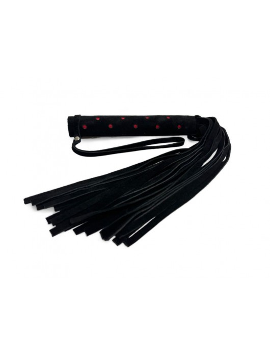 Черная замшевая плеть с красными точками на рукояти Red dot Princess - 43 см. - БДСМ Арсенал - купить с доставкой в Нижневартовске