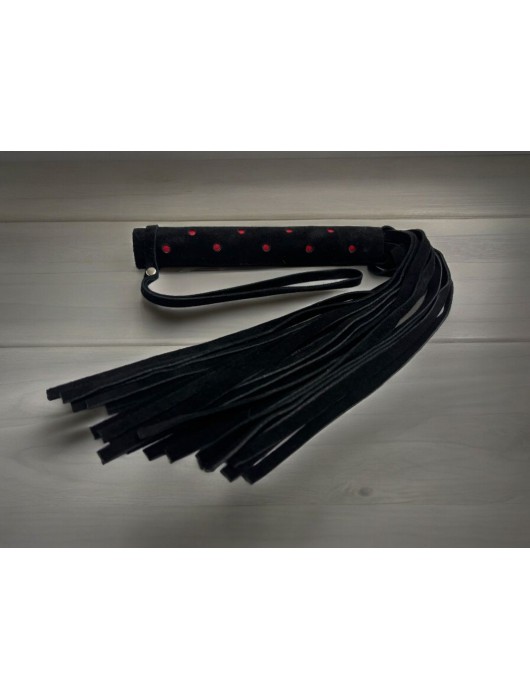 Черная замшевая плеть с красными точками на рукояти Red dot Princess - 43 см. - БДСМ Арсенал - купить с доставкой в Нижневартовске