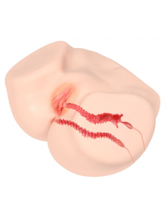 Телесный полуторс с двойным слоем материала и вибрацией Vanilla Onahole Real Vagina - KOKOS - в Нижневартовске купить с доставкой