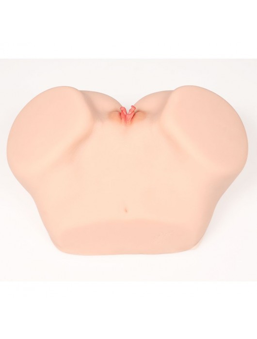 Телесный полуторс с двойным слоем материала и вибрацией Vanilla Onahole Real Vagina - KOKOS - в Нижневартовске купить с доставкой