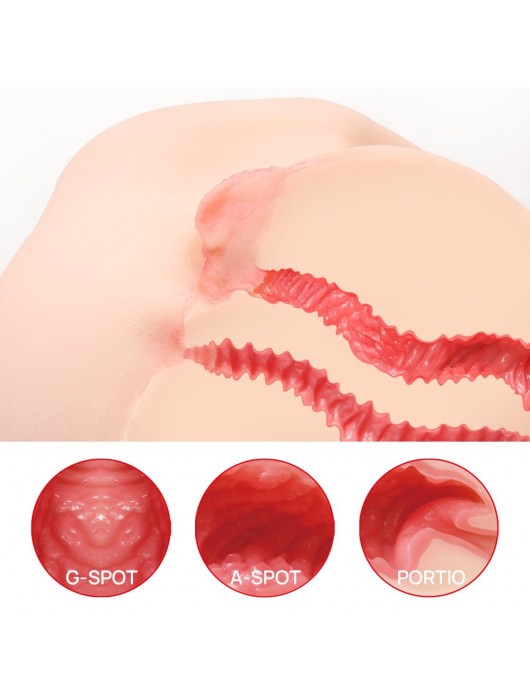 Телесный полуторс с двойным слоем материала и вибрацией Vanilla Onahole Real Vagina - KOKOS - в Нижневартовске купить с доставкой