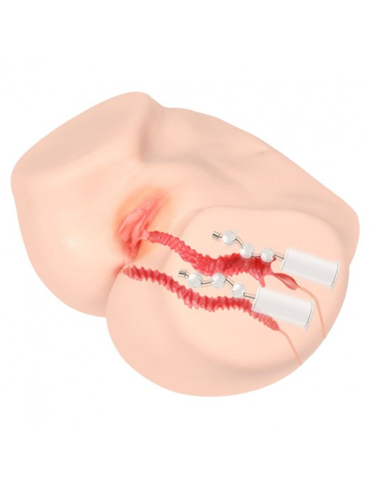 Телесный полуторс с двойным слоем материала и вибрацией Vanilla Onahole Real Vagina - KOKOS - в Нижневартовске купить с доставкой