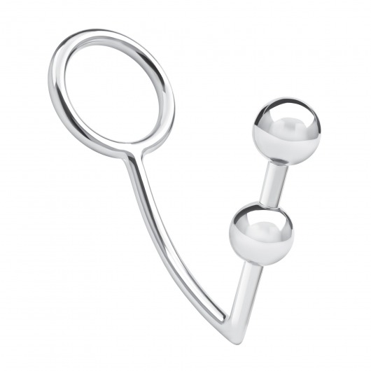 Кольцо на пенис с анальным стимулятором Two Bead Stainless Steel Anal Hook   Cock Ring - BlueLine - в Нижневартовске купить с доставкой