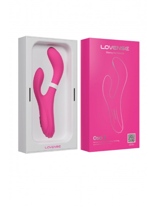 Розовый вибратор-кролик Osci 3 с функцией нагрева - 21 см. - Lovense