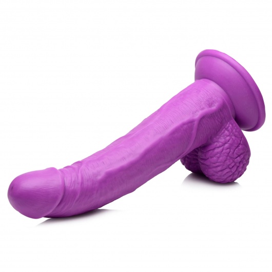 Фиолетовый фаллоимитатор на присоске 7.5  Dildo with Balls - 21,5 см. - XR Brands