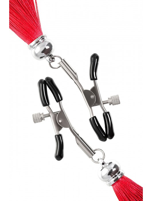 Зажимы на соски «Прищепки» с красными кисточками из шелка - Pecado - купить с доставкой в Нижневартовске