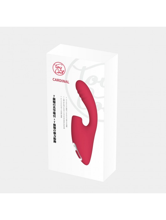 Красный двойной стимулятор Cardinal с вибрацией и вакуумом - 20,2 см. - BeYourLover