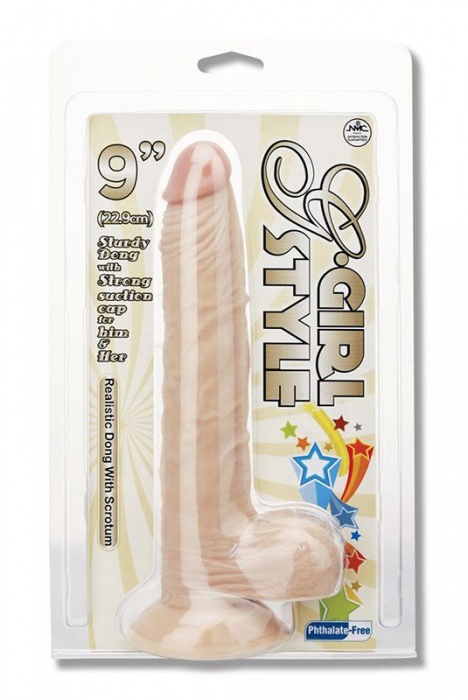 Телесный фаллоимитатор G-GIRL STYLE 9INCH DONG WITH SUCTION CAP - 22,8 см. - NMC