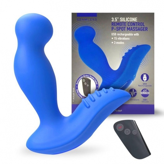 Синий вибромассажер простаты 3,5’’ Remote Control P-spot Massager - 12,5 см. - Erokay - в Нижневартовске купить с доставкой