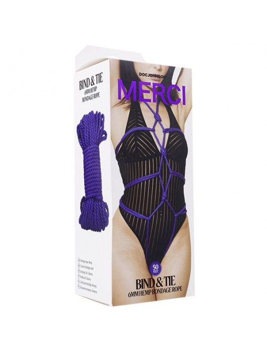 Фиолетовая верёвка для связывания и фиксации Bind Tie - 15,24 м. - Doc Johnson - купить с доставкой в Нижневартовске