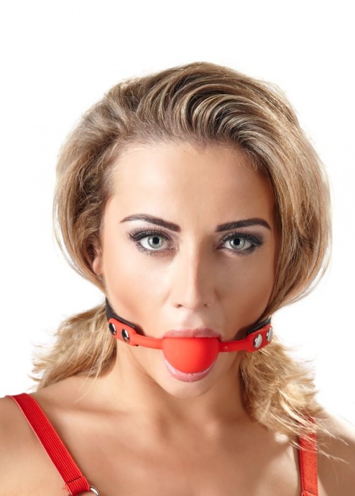 Силиконовый кляп-шар на чёрных ремешках Red Gag silicone - Orion - купить с доставкой в Нижневартовске