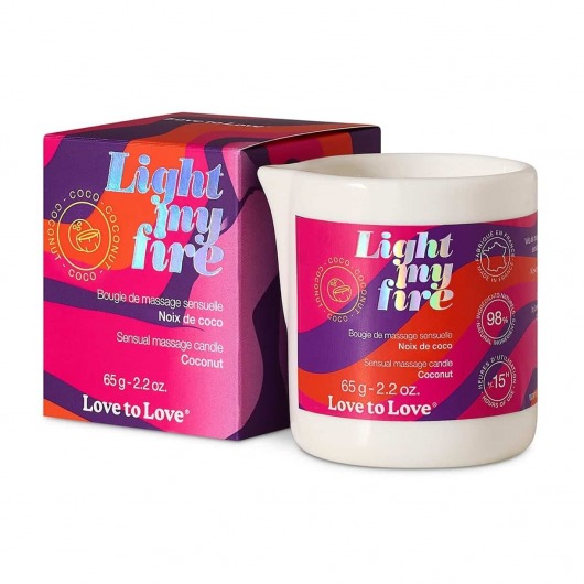 Массажная свеча Light My Fire Coconut с ароматом кокоса - 65 гр. - Love to Love - купить с доставкой в Нижневартовске