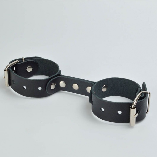 Черные кожаные наручники-фиксатор - Sitabella - купить с доставкой в Нижневартовске