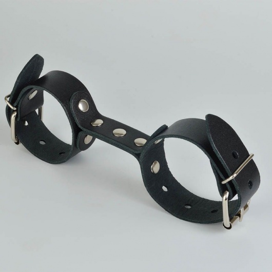 Черные кожаные наручники-фиксатор - Sitabella - купить с доставкой в Нижневартовске