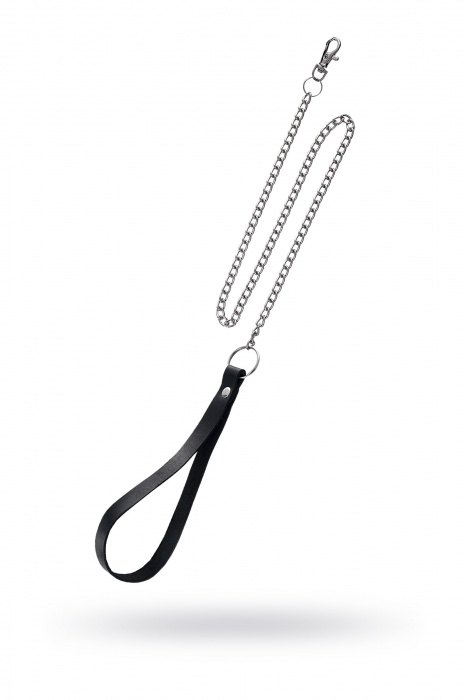 Поводок с ручкой из черной натуральной кожи и карабином для ошейника - Pecado - купить с доставкой в Нижневартовске