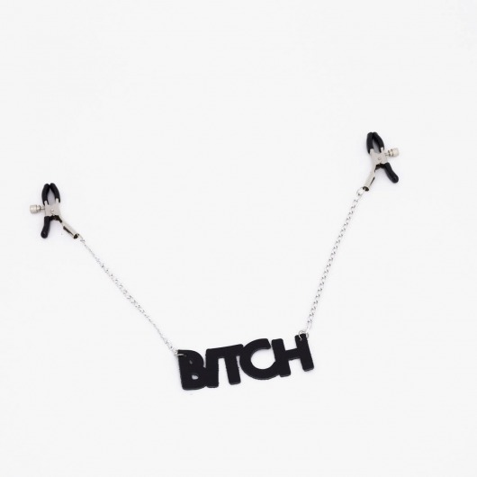Зажимы на соски с кожаной подвеской Bitch - Crazy Handmade - купить с доставкой в Нижневартовске