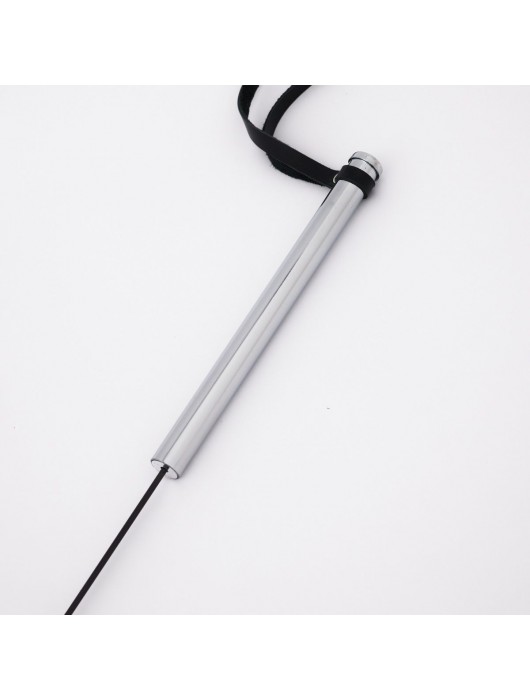 Стек с широким черным кожаным наконечником и металлической ручкой - 67 см. - Crazy Handmade - купить с доставкой в Нижневартовске