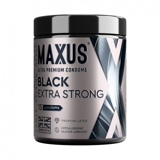 Черные утолщенные презервативы MAXUS Extra Strong с железным кейсом - 15 шт. - Maxus - купить с доставкой в Нижневартовске